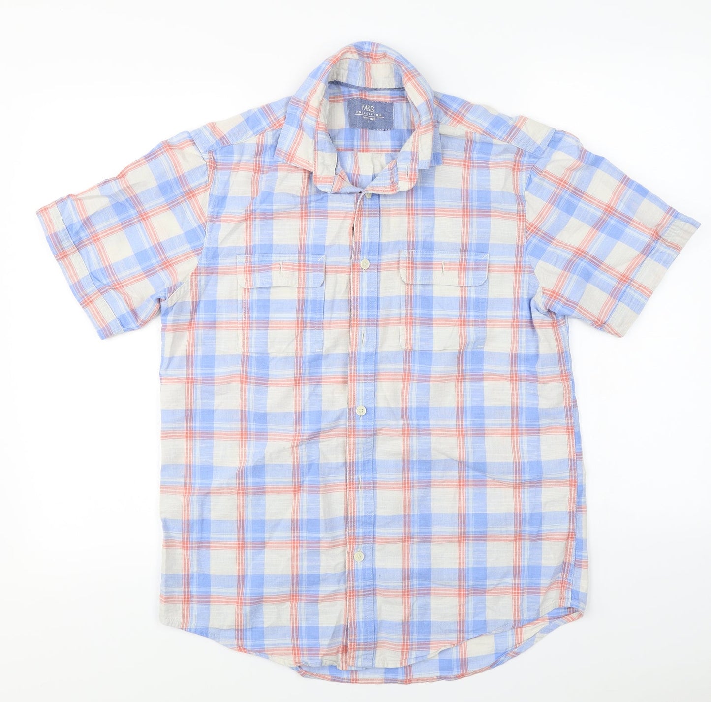 Marks and Spencer  Mens Blue Check   Button-Up Size S
