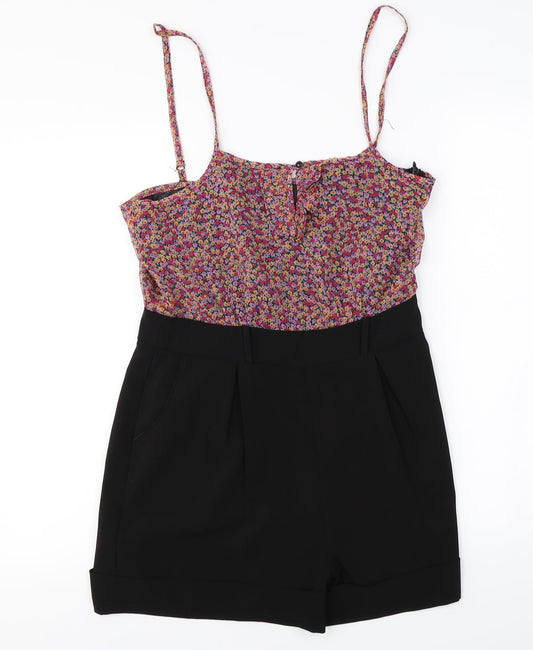Heaven  Womens Black Floral  Jumpsuit One-Piece Size 10