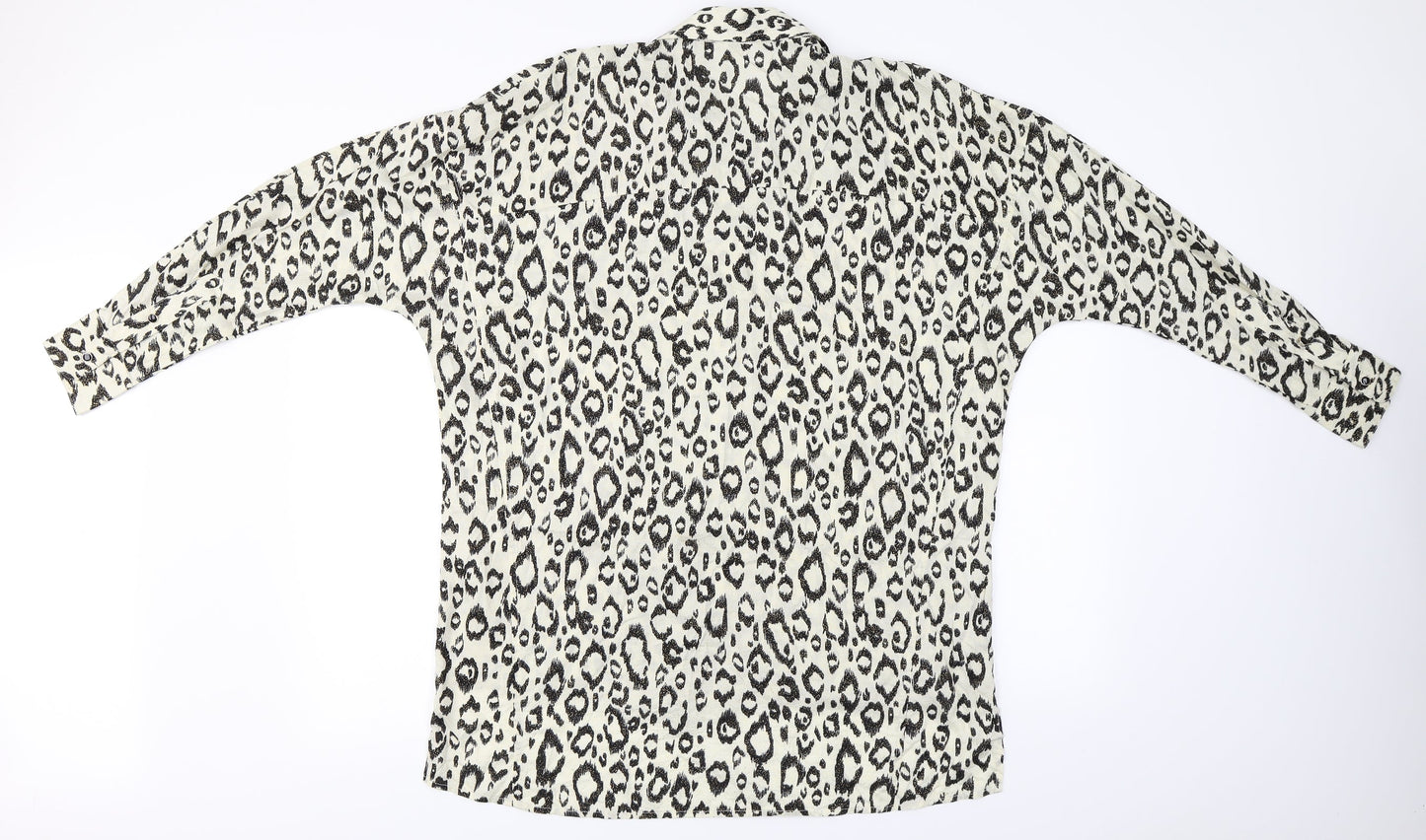 River Island  Womens Beige Animal Print  Basic Button-Up Size S