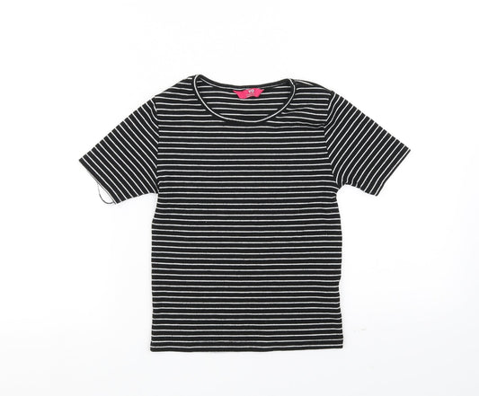 YD Girls Black Striped  Basic T-Shirt Size 9-10 Years