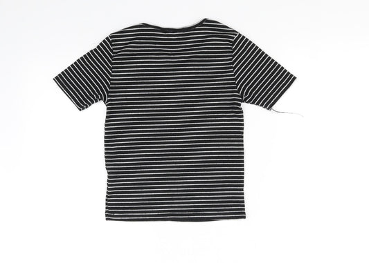 YD Girls Black Striped  Basic T-Shirt Size 9-10 Years