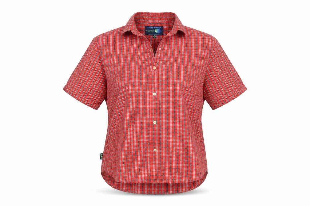 Capsule Womens Orange Check Basic Button-Up Size M