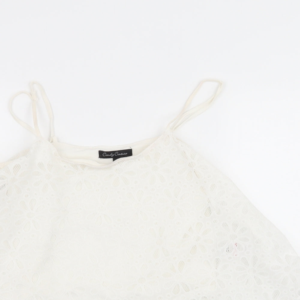Candy Couture Girls White  Lace Camisole Tank Size 14 Years