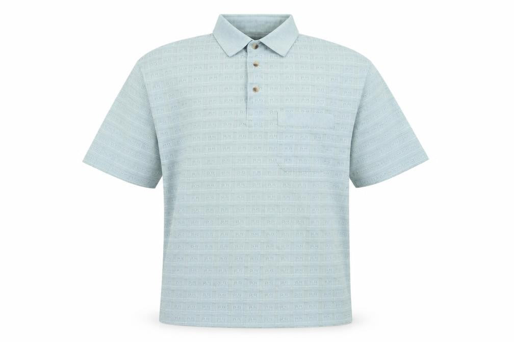 Armando Mens Blue Geometric Jersey  Polo Size M