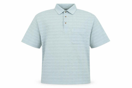 Armando Mens Blue Geometric Jersey  Polo Size M