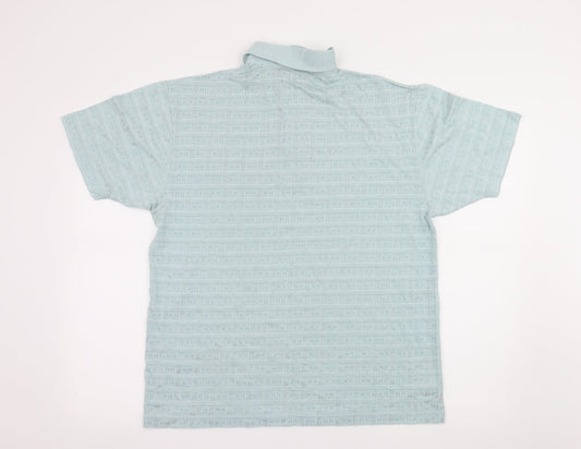 Armando Mens Blue Geometric Jersey  Polo Size M