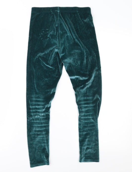 NEXT Girls Green  Velour Jegging Trousers Size 9 Years