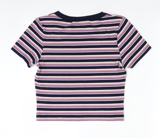 H&M Womens Blue Striped Knit Pullover Jumper Size L