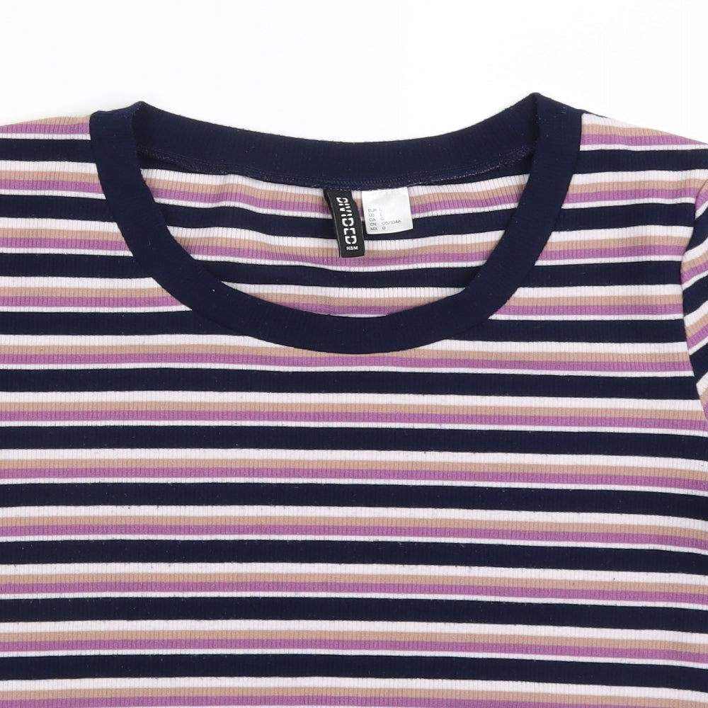 H&M Womens Blue Striped Knit Pullover Jumper Size L