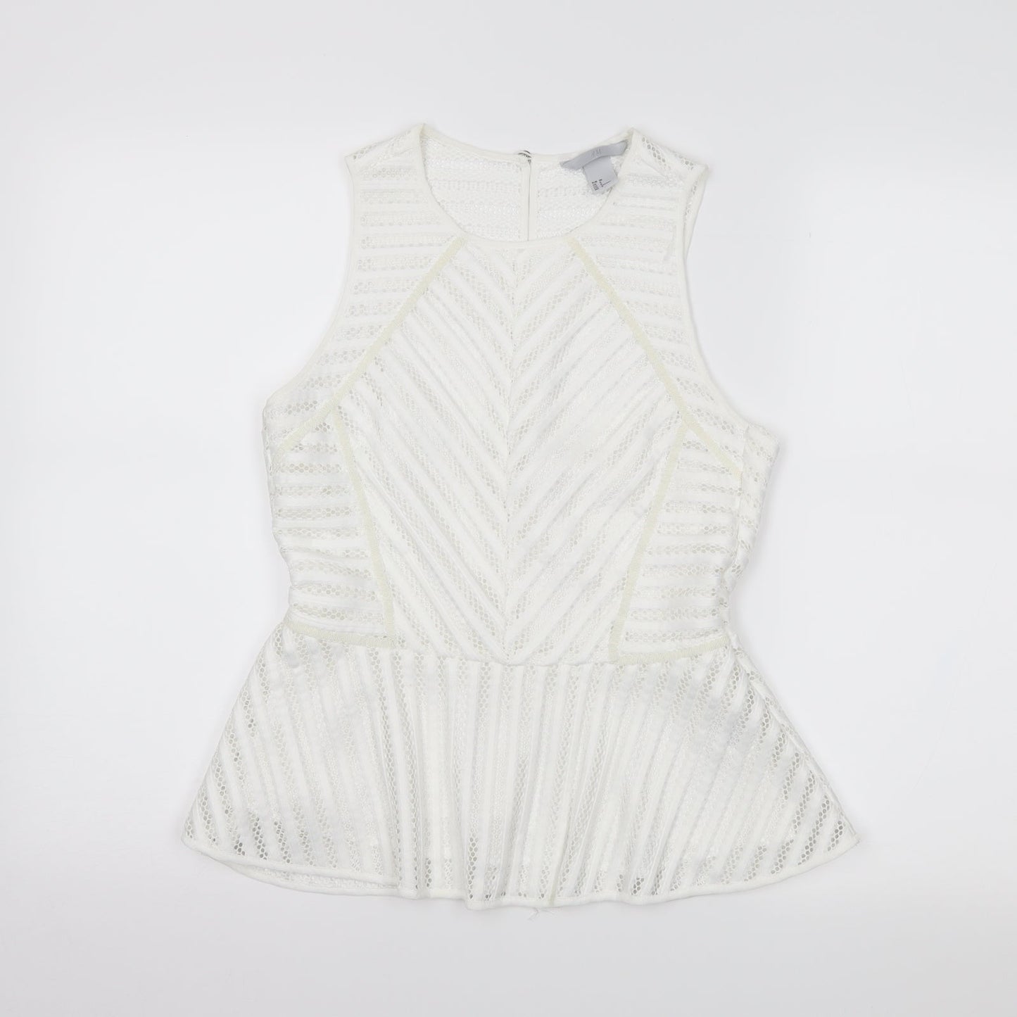 H&M Womens White Striped  Cropped Tank Size 10