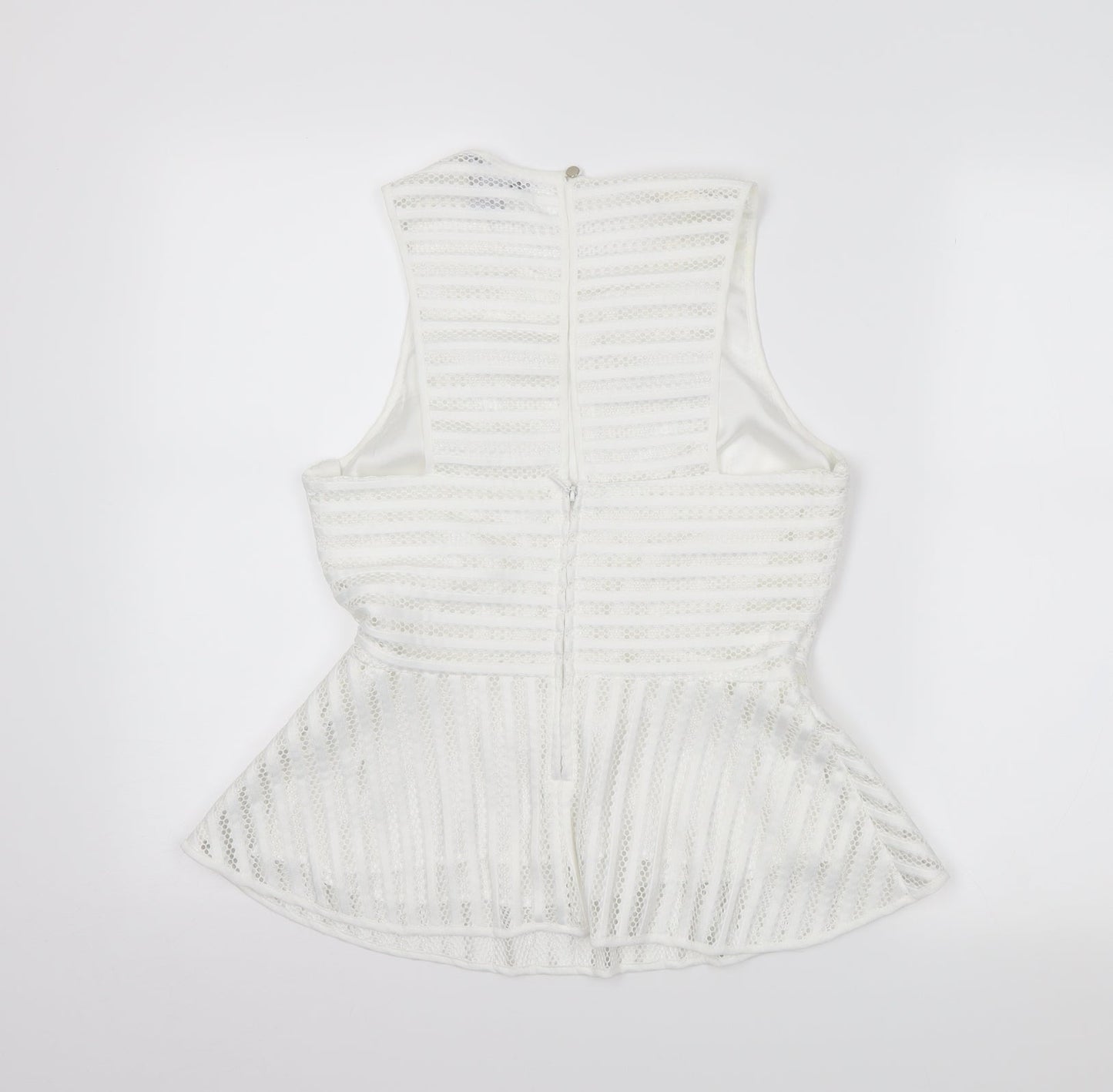 H&M Womens White Striped  Cropped Tank Size 10