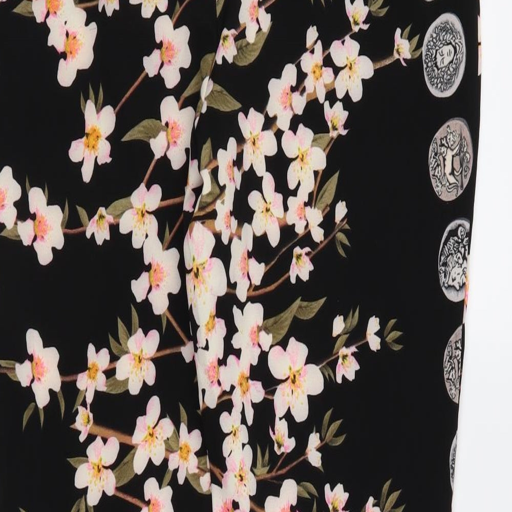 Missguided Womens Black Floral  Trousers  Size 8 L26 in