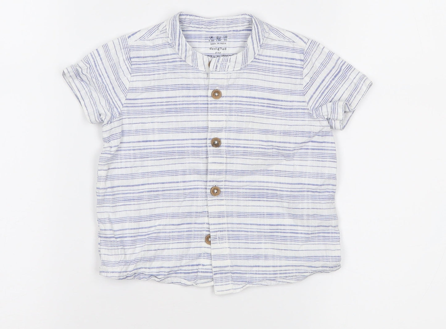 F&F Boys White Striped  Basic Button-Up Size 6-9 Months