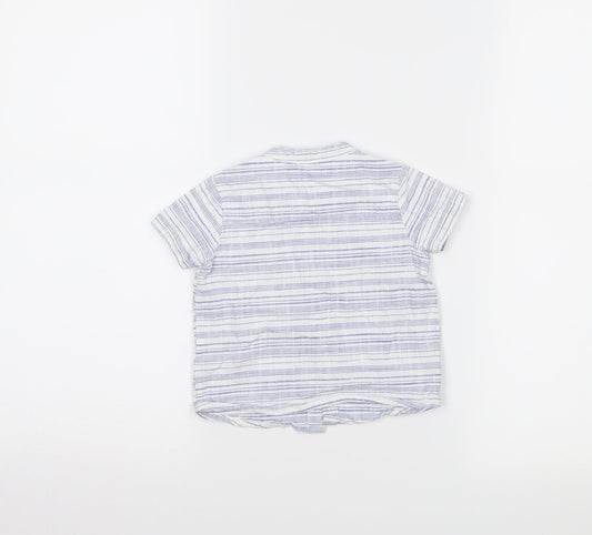 F&F Boys White Striped  Basic Button-Up Size 6-9 Months