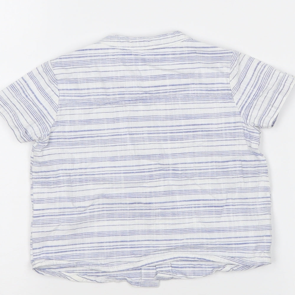 F&F Boys White Striped  Basic Button-Up Size 6-9 Months