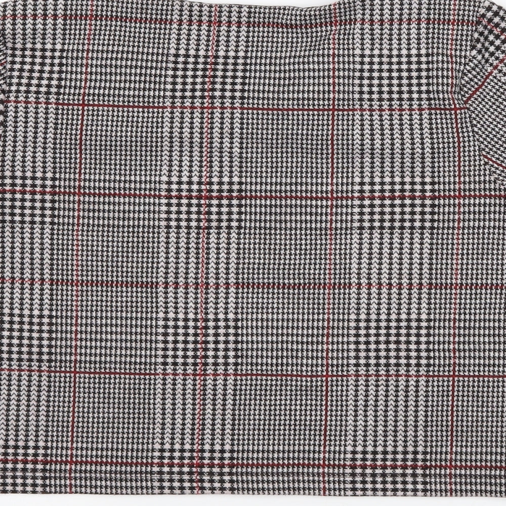 Topshop Womens Grey Houndstooth  Cropped T-Shirt Size 10