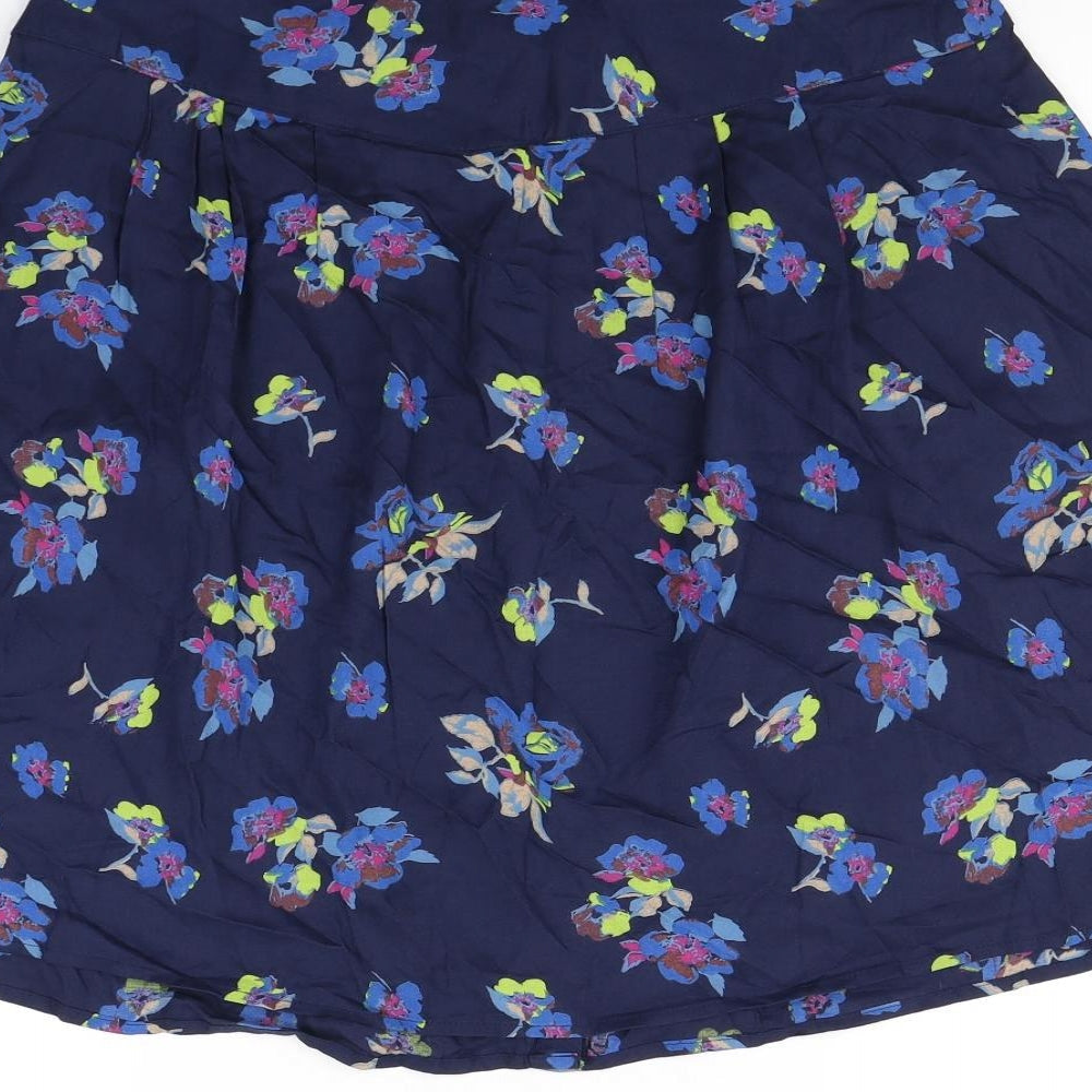 m&S Womens Blue Floral  Skater Skirt Size 12