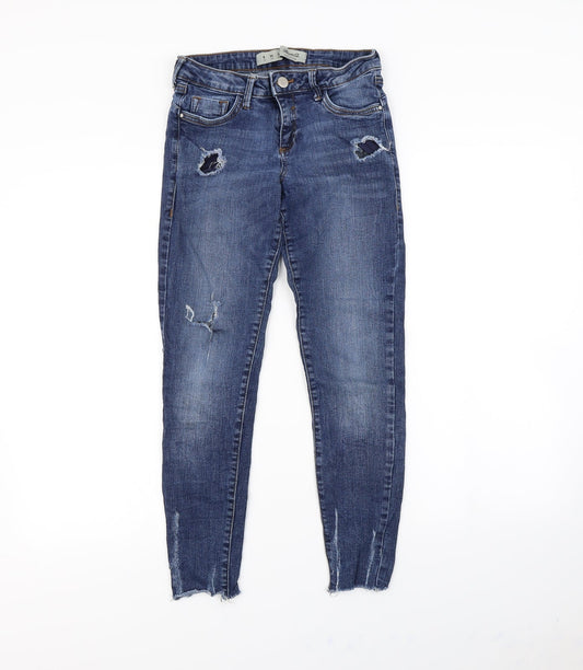 Denim & Co. Womens Blue   Skinny Jeans Size 8 L28 in