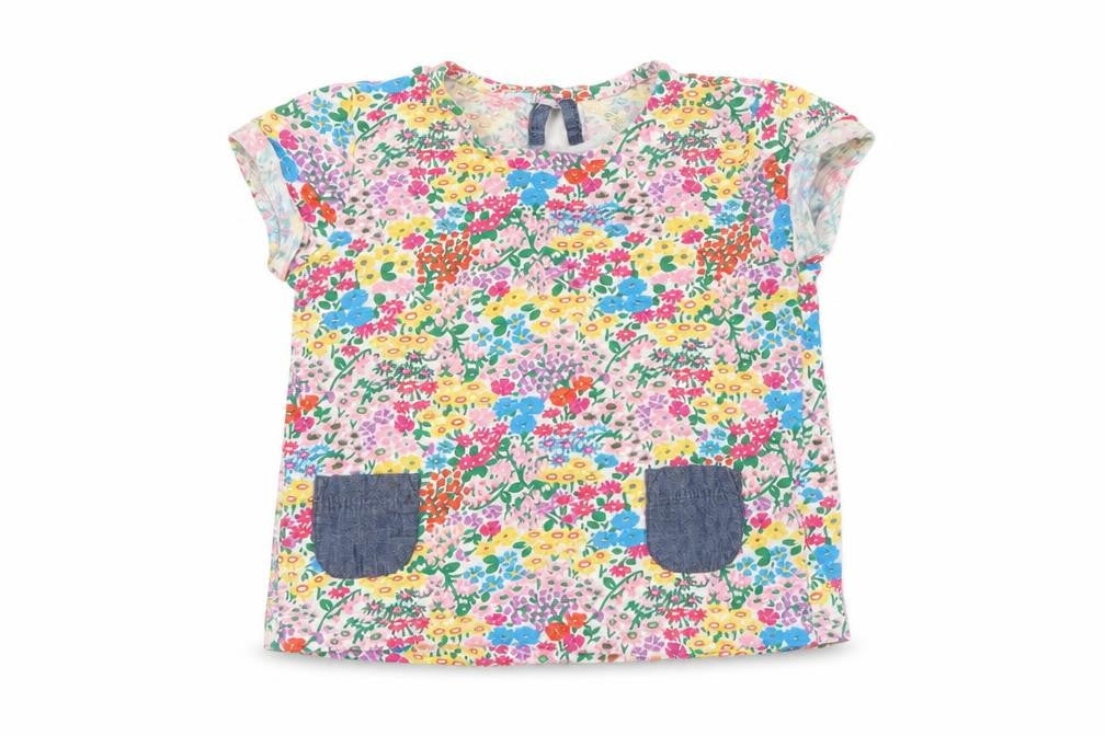 Next Girls White Floral  Basic T-Shirt Size 9-12 Months