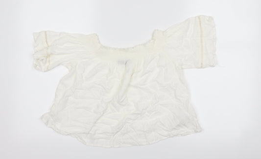 Bershka Girls White   Basic T-Shirt Size L