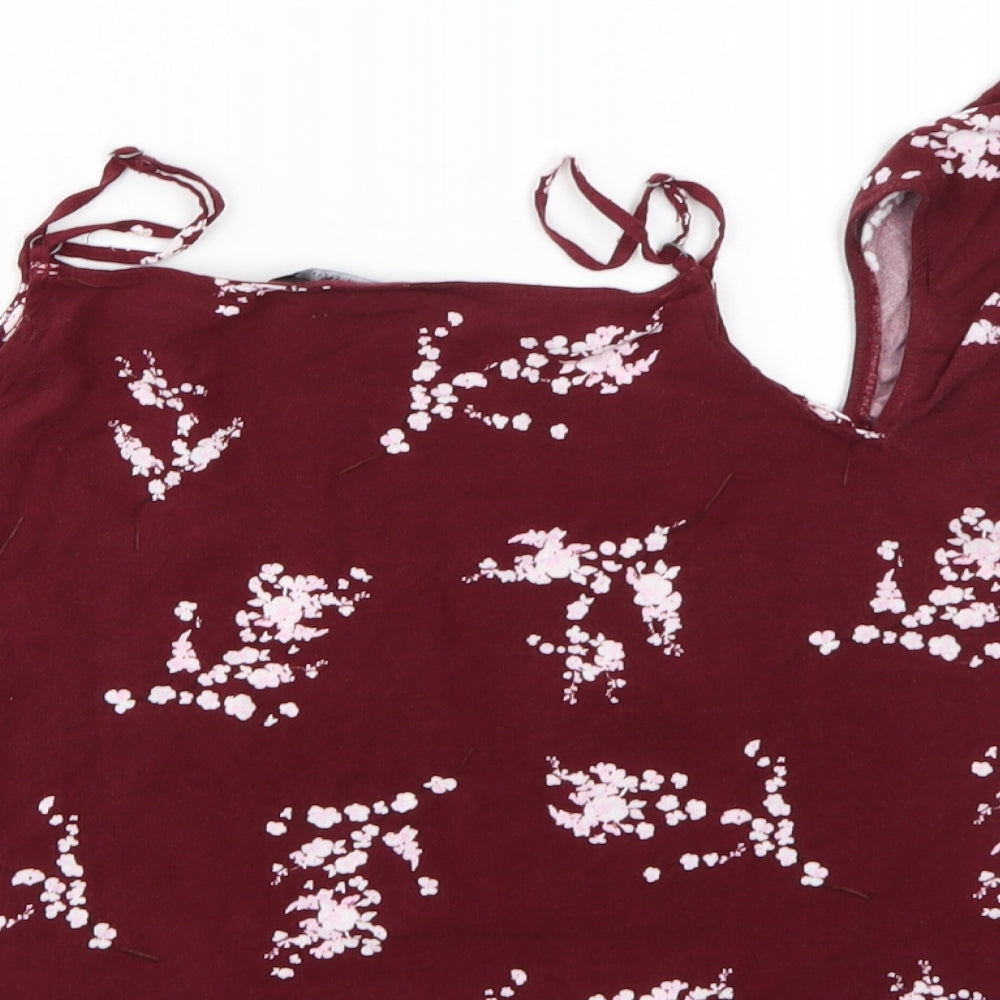 New Look Girls Red Floral  Basic Blouse Size 14 Years