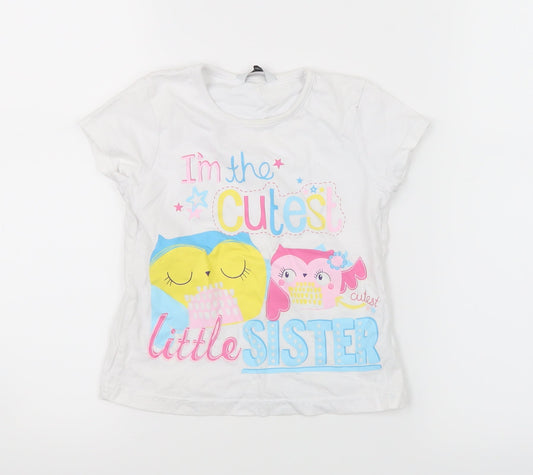 George Girls White   Basic T-Shirt Size 3-4 Years