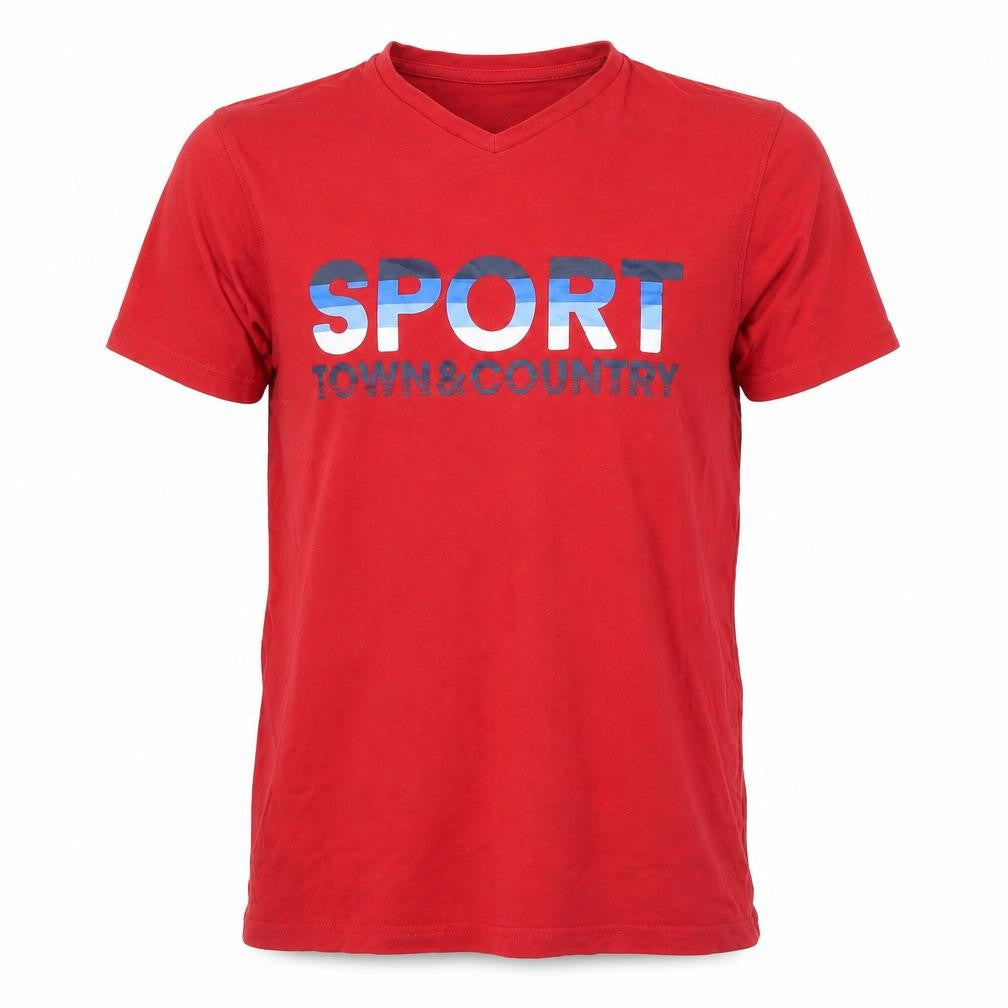TEX Mens Red    T-Shirt Size S  - sport town and country