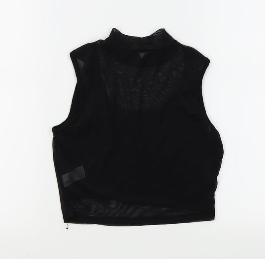 Missguided Womens Black   Basic T-Shirt Size 8  - crop top