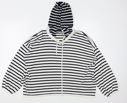 falmen  Womens White Striped  Pullover Jumper Size M