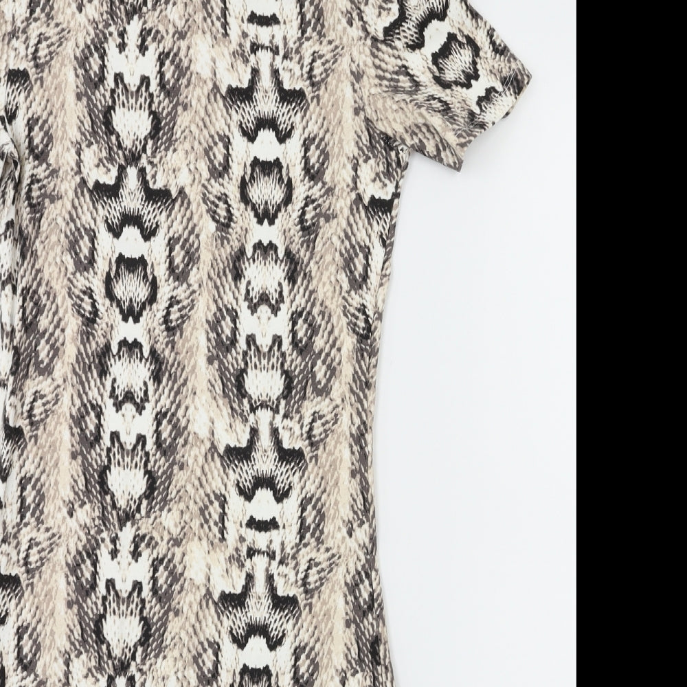 H&M Womens Brown Animal Print  A-Line  Size 8