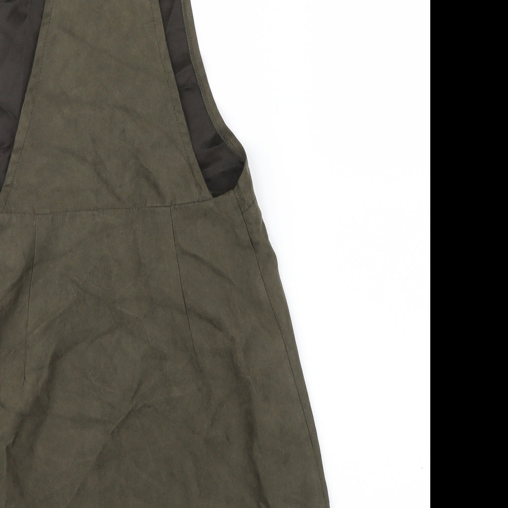 Primark Womens Green Houndstooth  A-Line  Size 6  - Dungaree dress