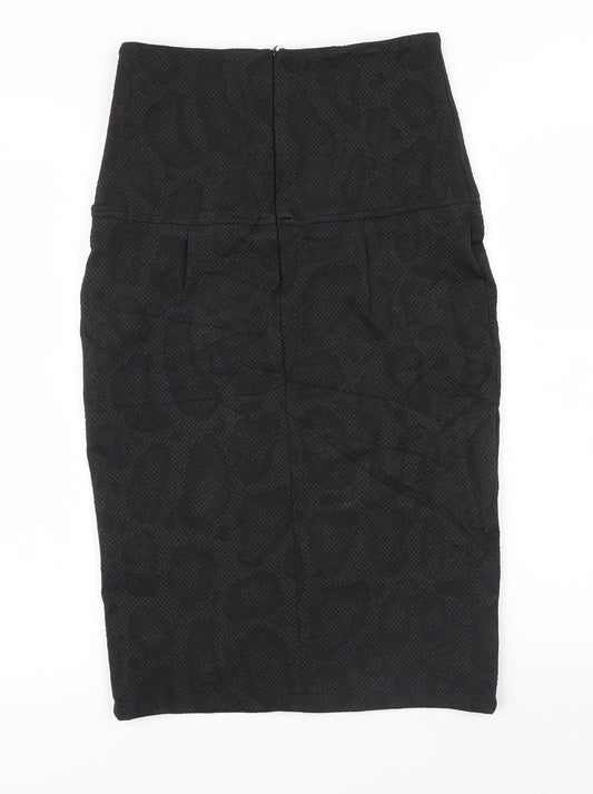 Preworn Womens Black Geometric  A-Line Skirt Size M
