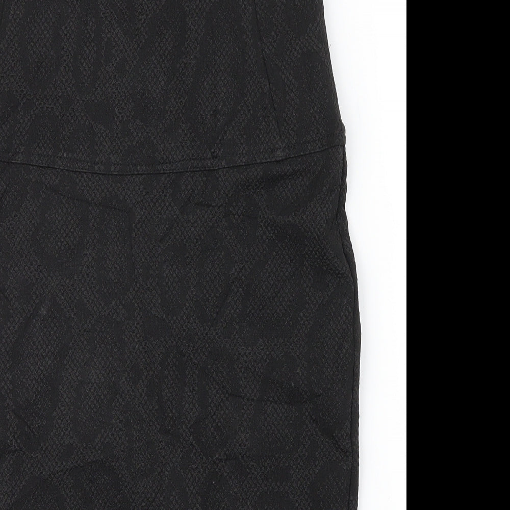 Preworn Womens Black Geometric  A-Line Skirt Size M