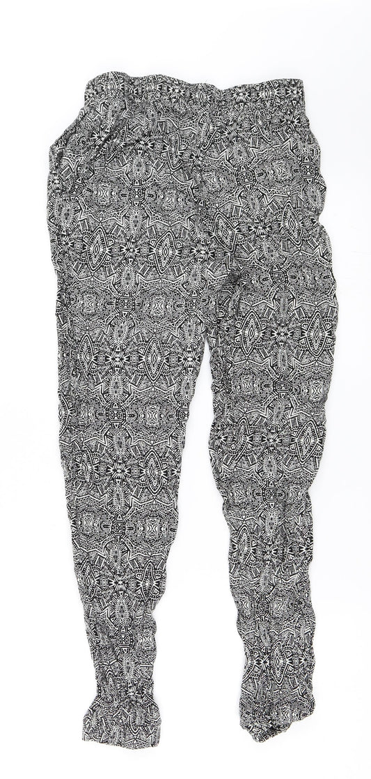 New Look Womens Black Geometric  Jogger Trousers Size 8 L27 in