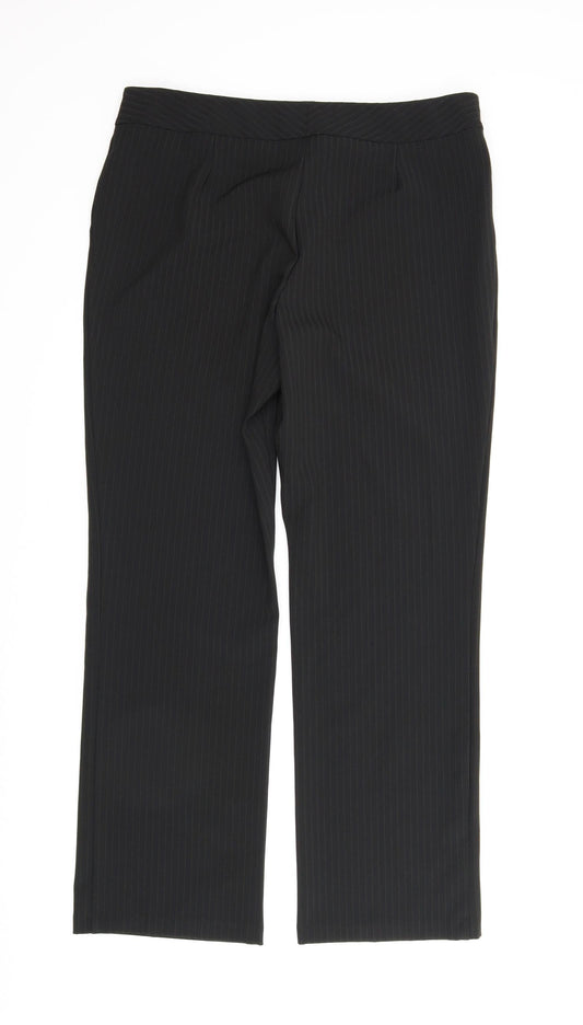 M&S Womens Black Striped  Trousers  Size 14 L28 in