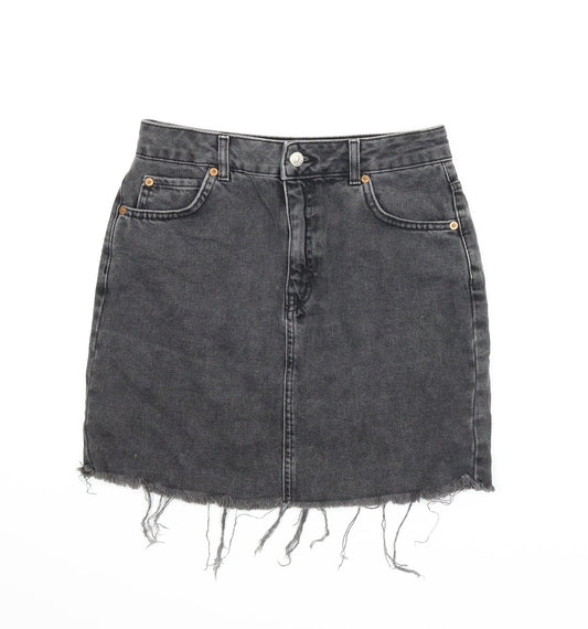 Topshop Womens Grey  Denim A-Line Skirt Size 8