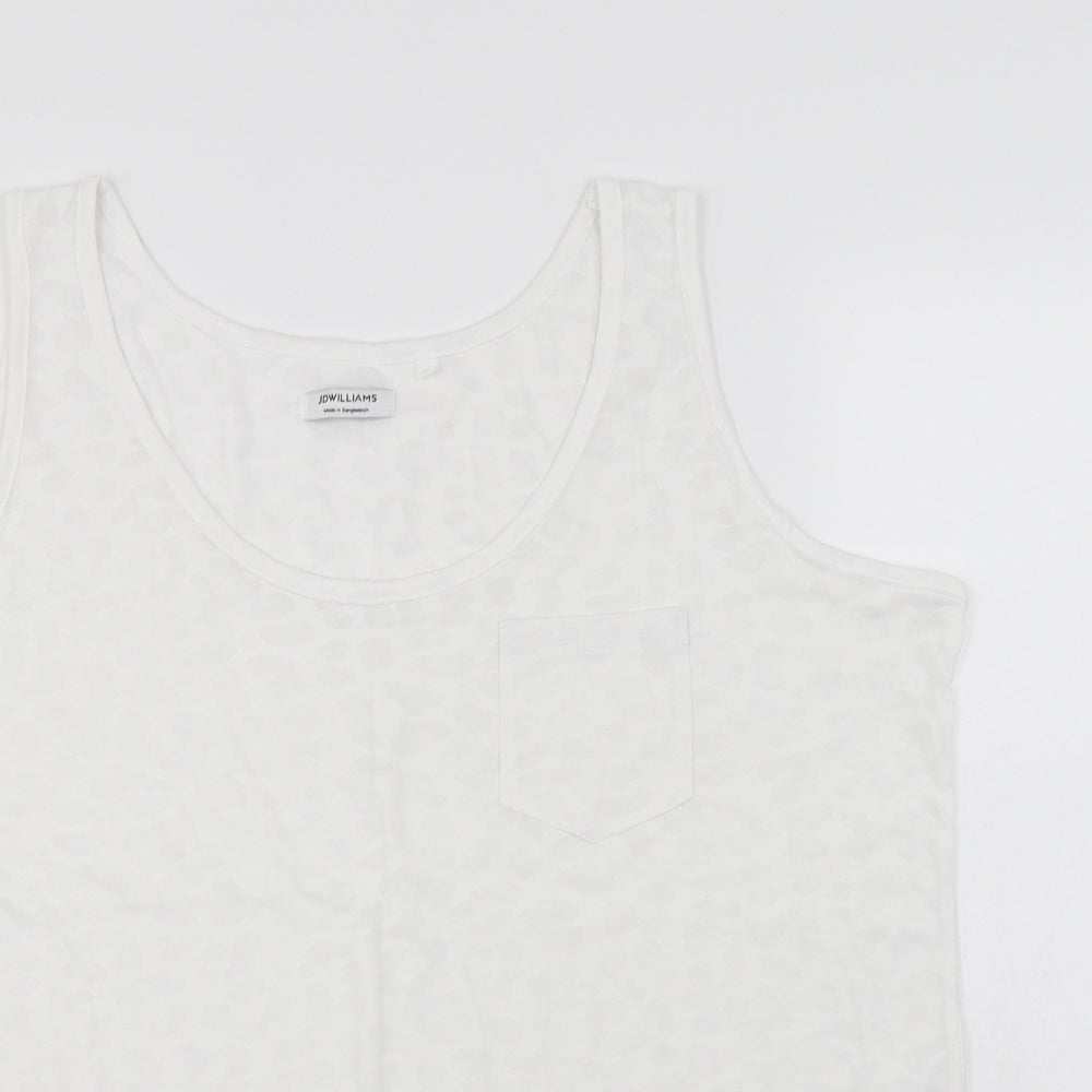 JD Williams  Womens White Animal Print  Basic T-Shirt Size 20