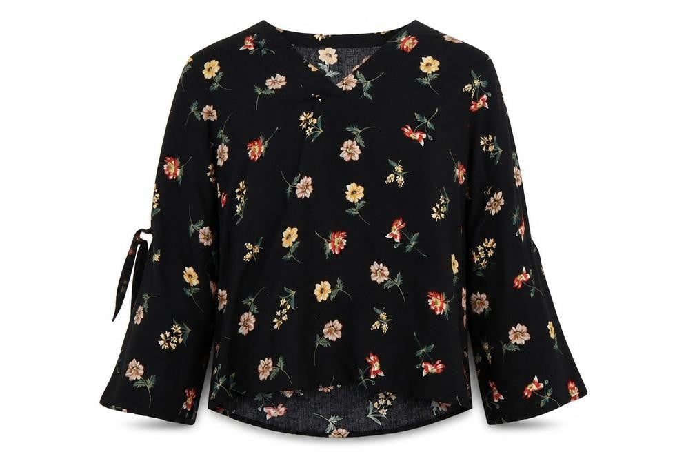 Apricot  Womens Black Floral  Basic Blouse Size 8