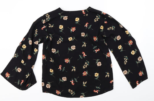 Apricot  Womens Black Floral  Basic Blouse Size 8