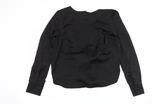 Missguided Womens Black  Satin Basic Blouse Size 8  - Open Back