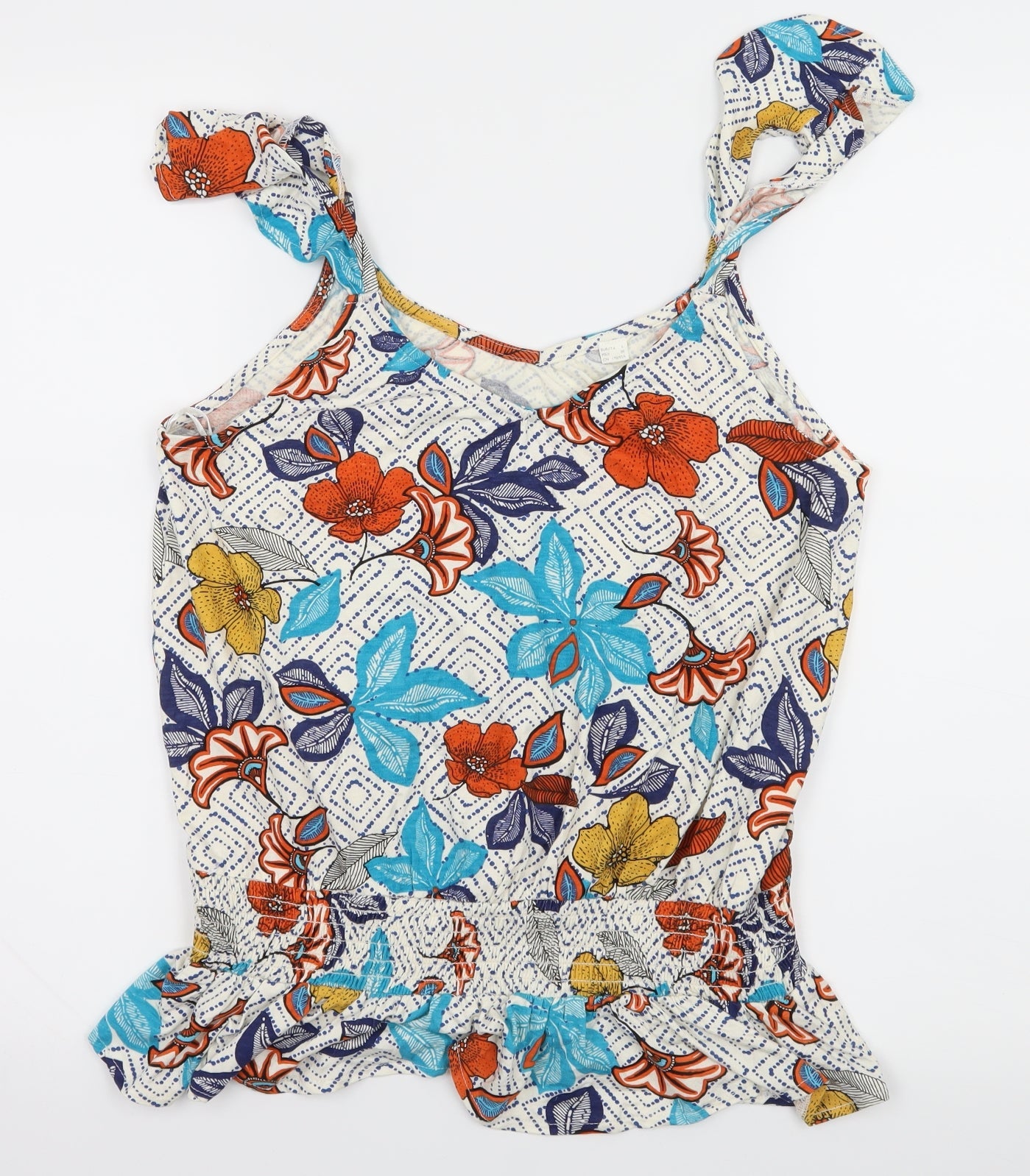 Preworn Womens White Floral Jersey Camisole Tank Size L