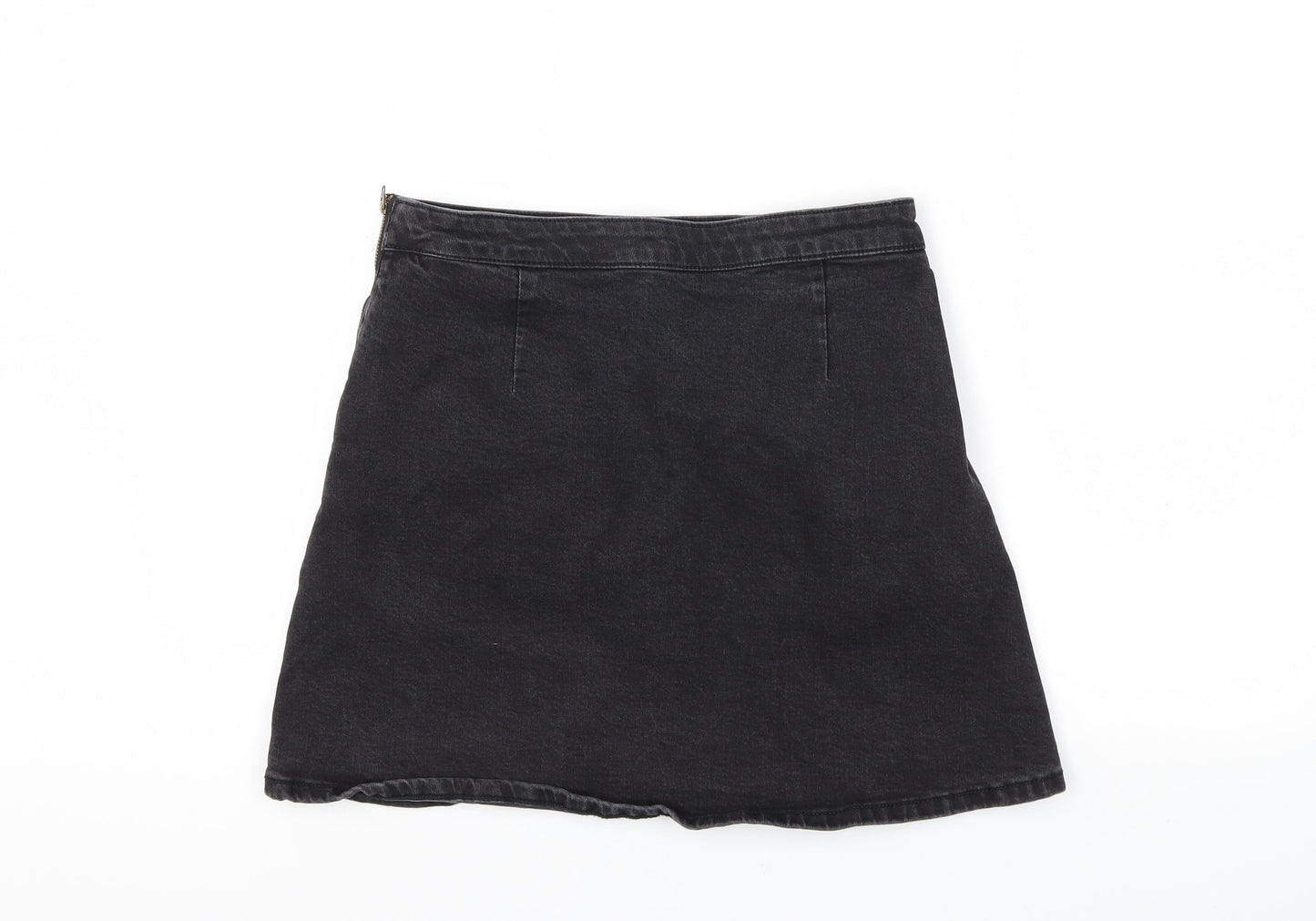 Preworn Womens Black  Denim A-Line Skirt Size 30 in