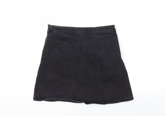 Preworn Womens Black  Denim A-Line Skirt Size 30 in
