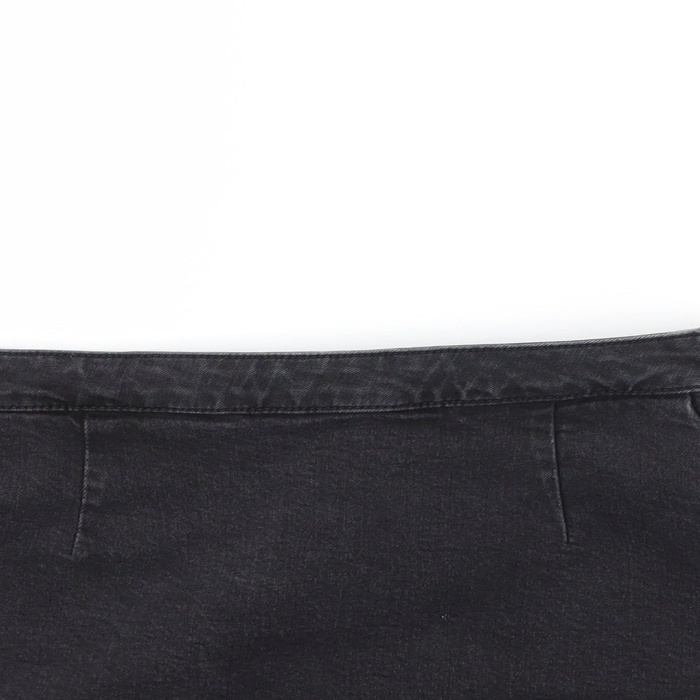 Preworn Womens Black  Denim A-Line Skirt Size 30 in