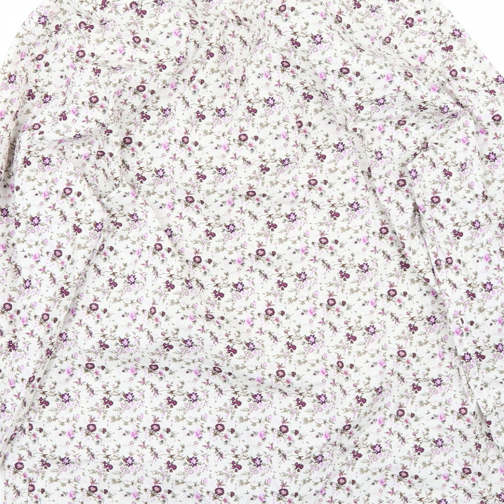 Marks and Spencer Mens White Floral   Button-Up Size 16