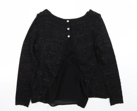 Fransa Womens Black   Pullover Jumper Size S