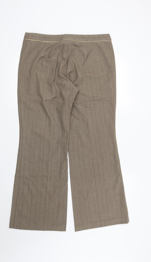 Marks and Spencer Womens Brown Striped  Trousers  Size 14 L28 in