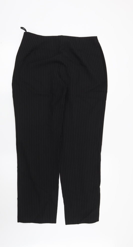 Marks and Spencer Womens Black Striped  Trousers  Size 14 L29 in