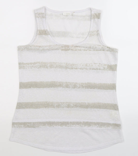 ecru Womens White Striped  Basic Tank Size S