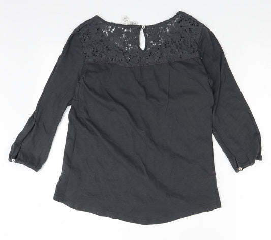 H&M Womens Grey   Basic Blouse Size M  - lace